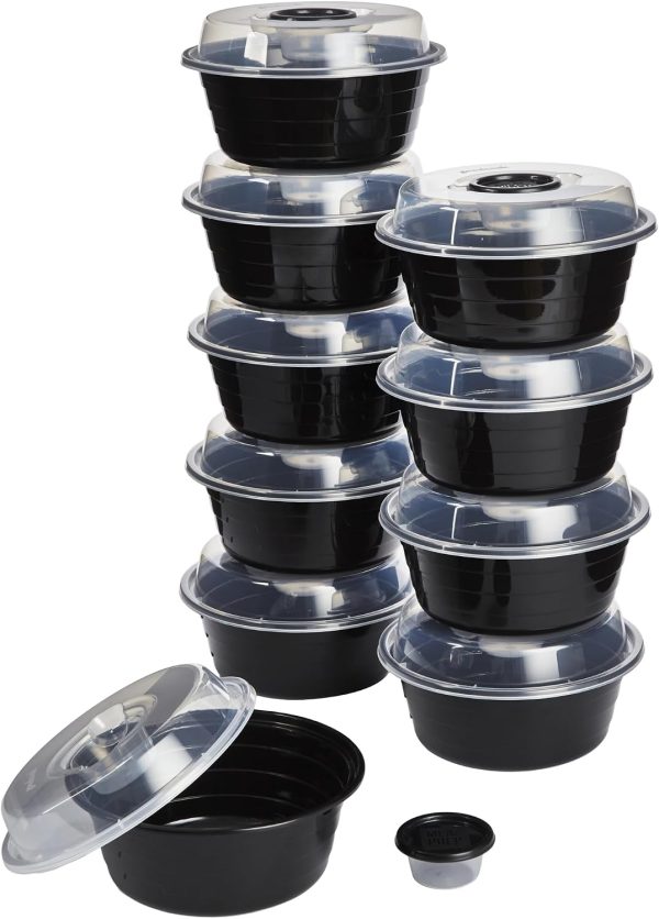 10 Pack 4 Cup Meal Prep Bowls with Lids & Dressing Cup