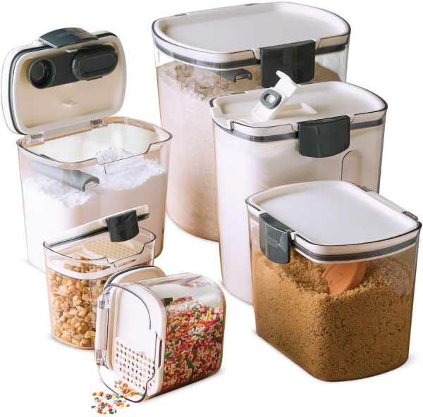 6 Piece Airtight Baker's Storage Canister Set for Flour and Sugar