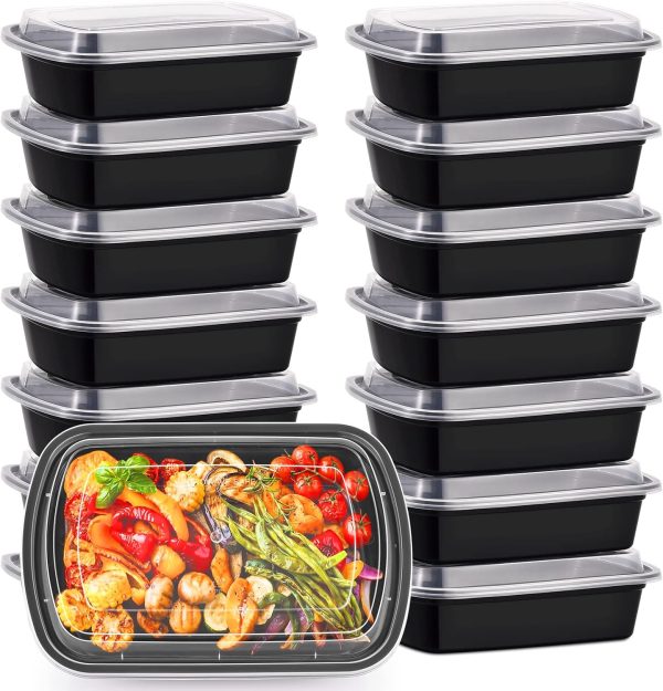 30 Pack 38oz Extra Large Thick Plastic Meal Prep Containers, Stackable