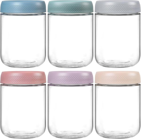 6 Pack 16oz Wide Mouth Glass Jars with Airtight Lids