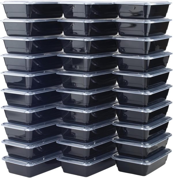30 Pack Rectangle Single Compartment Meal Prep Containers