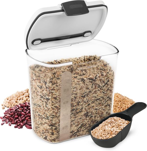 2 5 Qt Grain Storage Container with Hinged Lid and Scoop