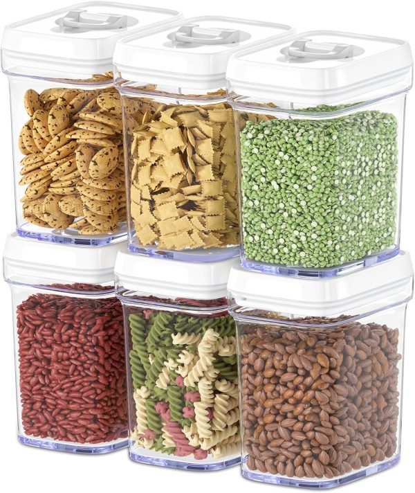 6 Pack 1L Plastic Airtight Food Storage Containers with Lids