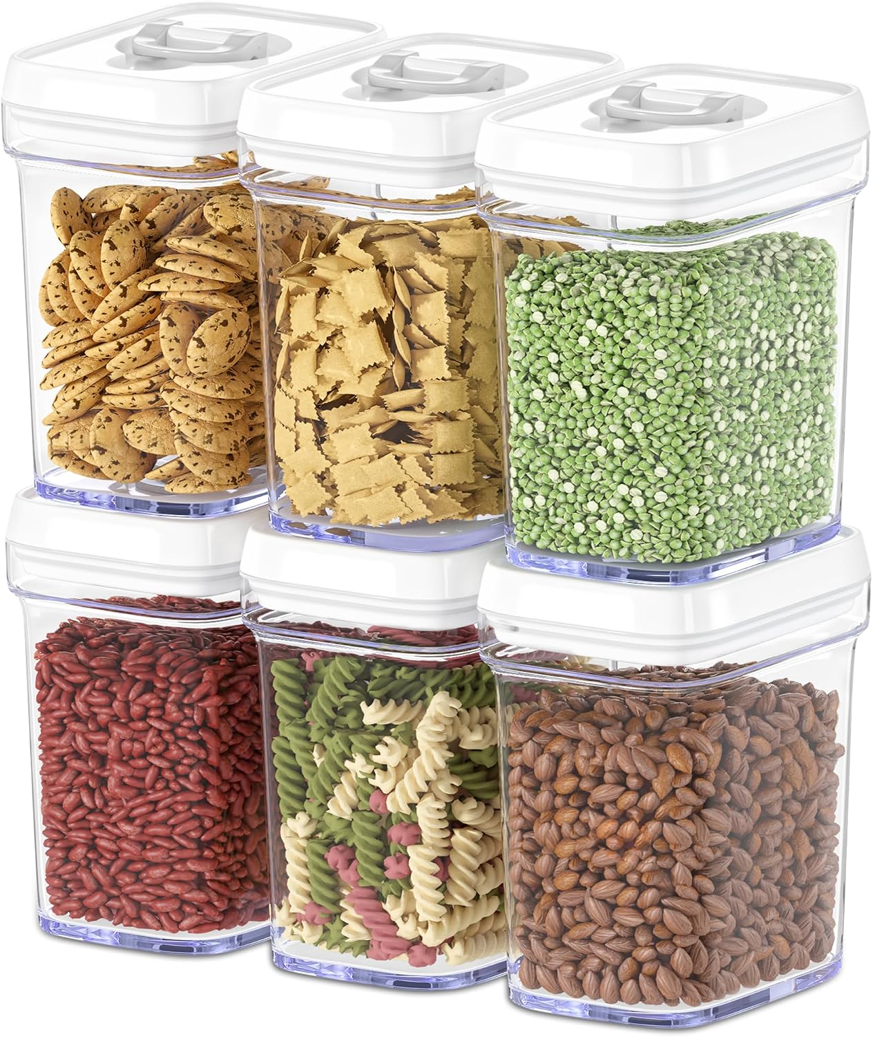 6 Pack 1L Plastic Airtight Food Storage Containers with Lids
