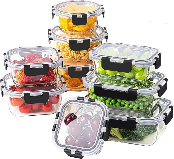 18 Piece Glass Airtight Storage Set, Oven & Freezer Safe